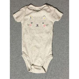 Baby Carter’s Onesie Size 18M Animal Face Grey Cute Spring Summer Mouse Cat